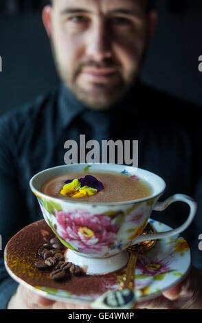 Marc Álvarez shows a cocktail called `Limon de olla`(pot lemon), Head Bartender of 41º Experience, cocktail Bar,Avinguda del Par Stock Photo